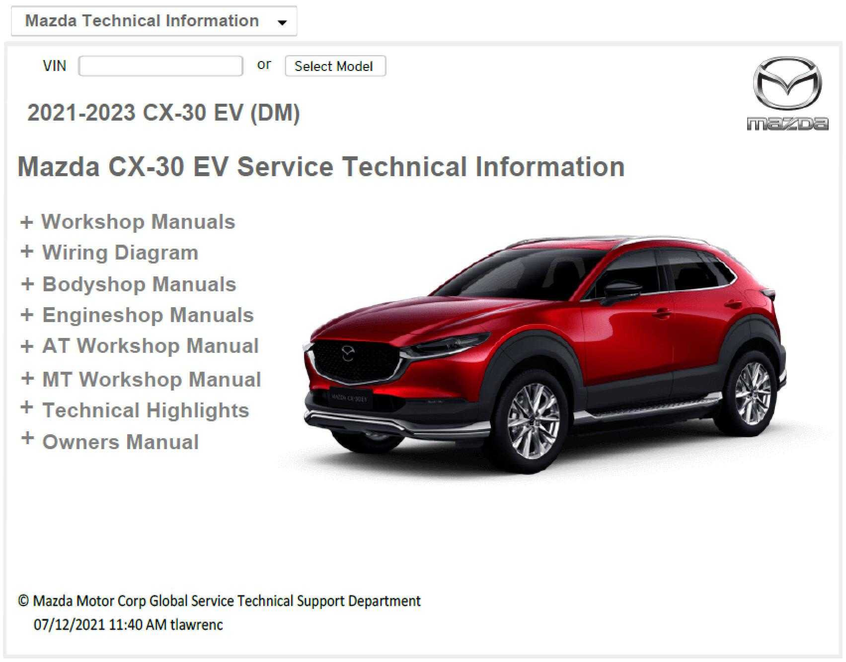 20212023 Mazda CX30 EV Service Manual Wiring Diagram Super