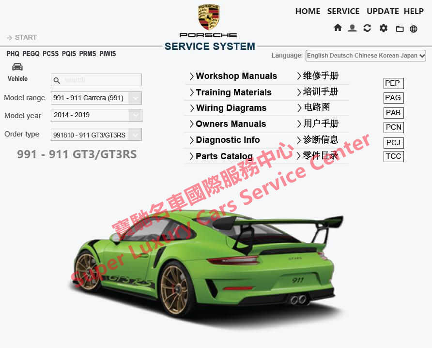 2014-2019 Porsche 991 911 GT3 GT3RS Workshop Service Repair Manual Wiring  Diagram | Super Luxury Cars Service Center