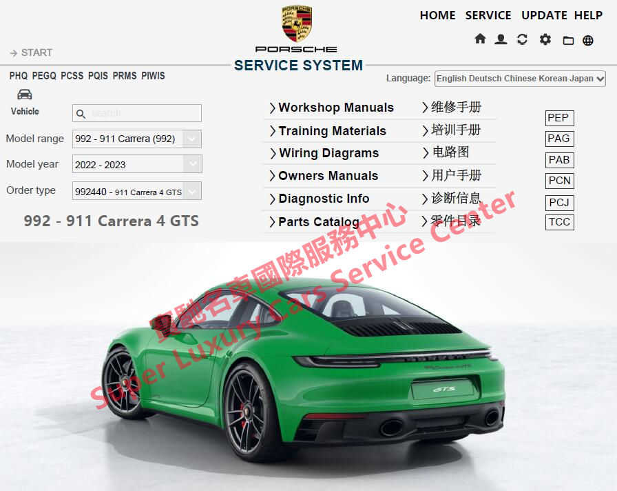 2020-2023 Porsche 992 911 Carrera Workshop Service Manual Wiring Diagram |  Super Luxury Cars Service Center